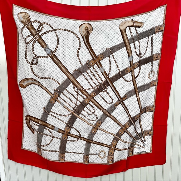 Trussardi Accessories - Trusssrdi Italian Silk Red Multi Scarf New in Package Vintage